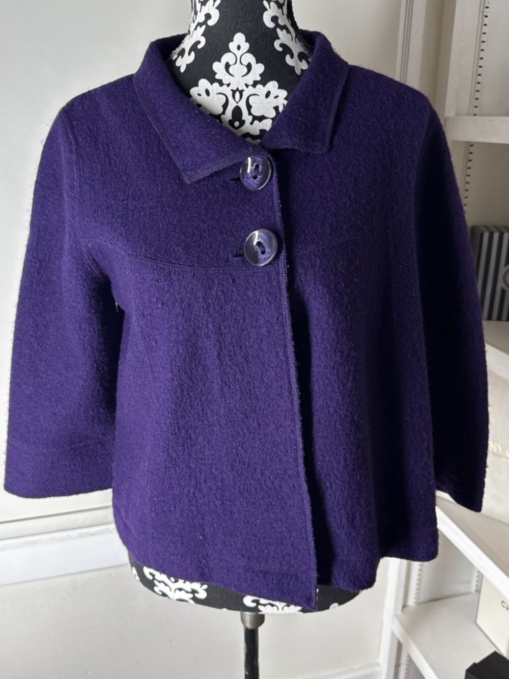Sandro Sportswear 100% Wool Purple short coat Women’s M Classic classy